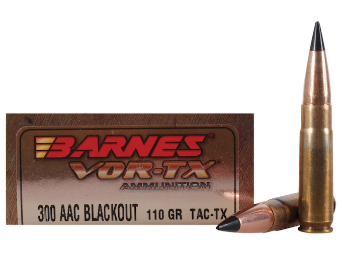 Barnes-VOR-TX-Ammunition-300-AAC-Blackout-110-Grain-TAC-TX-Polymer-Tipped-Spitzer-Flat-Base-Lead-Free-Box-of-20-