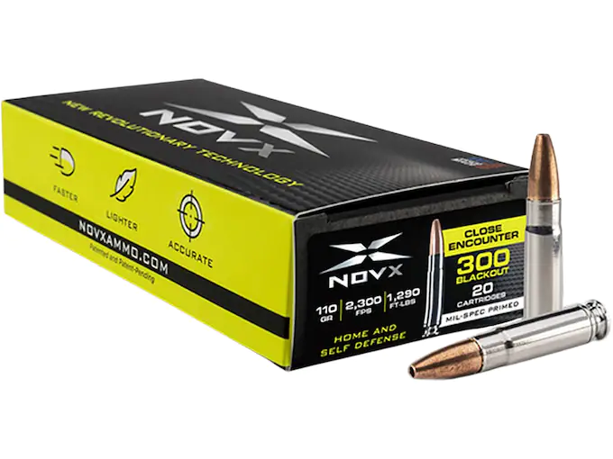 NovX-Close-Encounter-Ammunition-300-AAC-Blackout-110-Grain-Frangible-Hollow-Point-Lead-Free-Box-of-20-