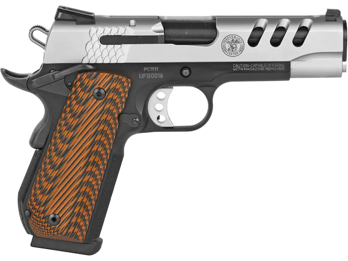 Smith-Wesson-Performance-Center-1911-Semi-Automatic-Pistol-45-ACP-4.2522-Barrel-8-Round-Stainless-Two-Tone-Wood